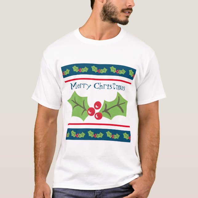 Camiseta Natal Personalizado Holly & Berries (Frente)
