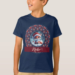 Camiseta Natal Personalizado Kawaii Fox Dot Mandala