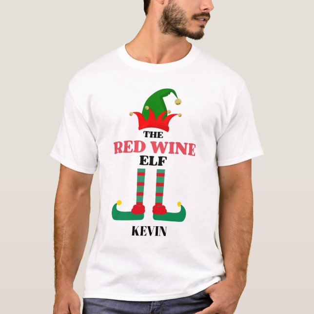 Camiseta Natal Personalizado O Elfo Do Vinho Vermelho (Frente)