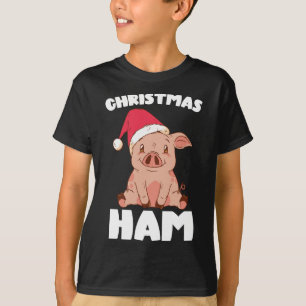 Camiseta Natal Pig Natal Ham Papais noeis Bonitos Porco Eng