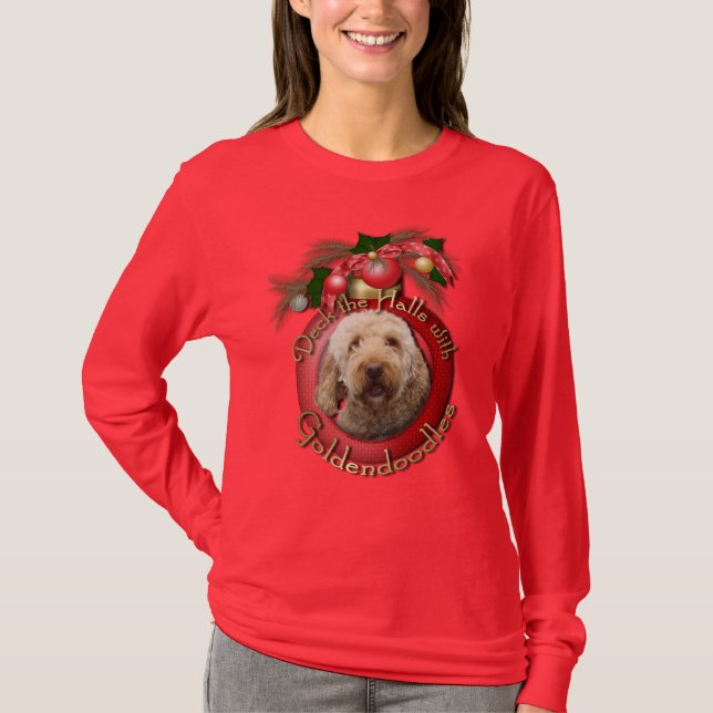 Camiseta Natal - plataforma os salões - Goldendoodles (Frente)