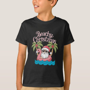 Camiseta Natal Praia Tropical de Férias Santa Praia 