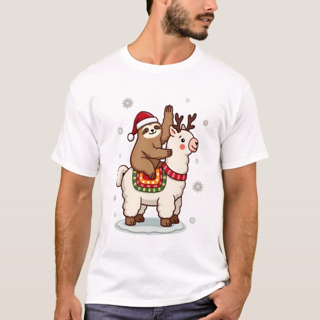 Camiseta Natal Preguiça Alpaca (Frente)