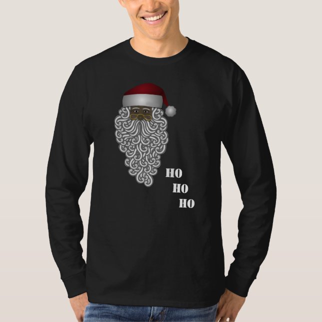 Camiseta Natal preto do papai noel Ho Ho Ho (Frente)