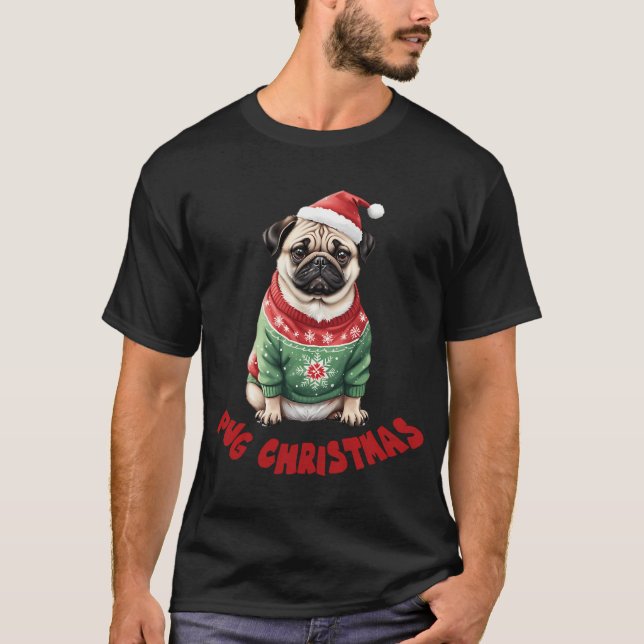 Camiseta Natal Pug (Frente)