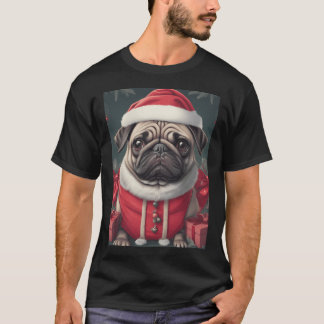 Camiseta natal pug preto