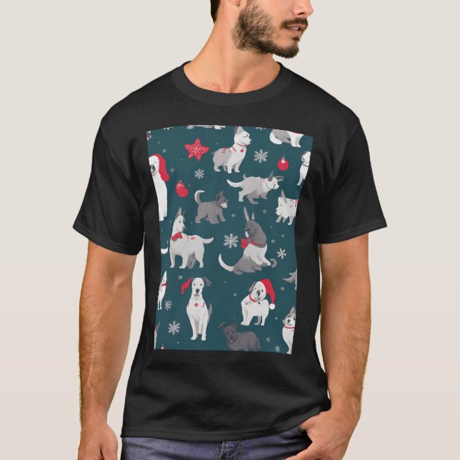 Camiseta natal pug preto (Frente)