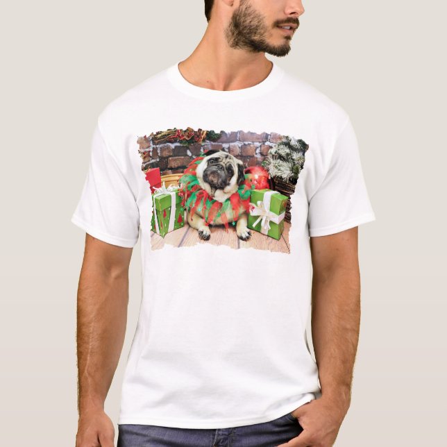 Camiseta Natal - Pug - Spencer (Frente)