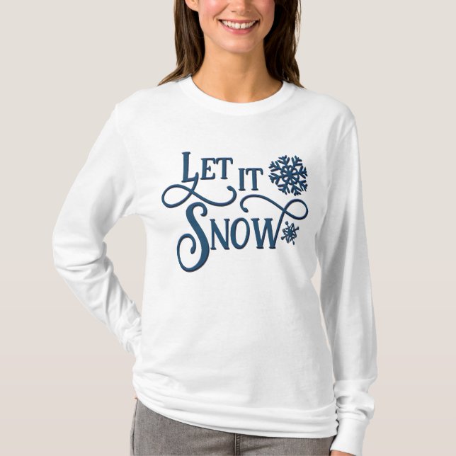 Camiseta Natal Que Neve Meninas Longa Almofada (Frente)