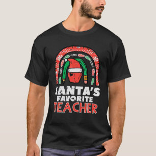 Camiseta Natal Rainbow Santas Professora Favorita Cute Xma