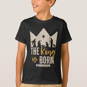 Camiseta Natal Religioso Retro O Rei Nasceu Cristo