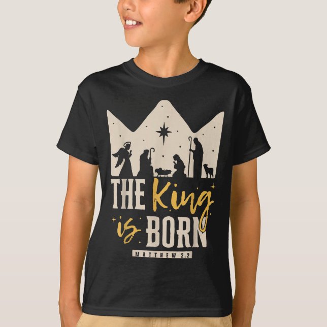 Camiseta Natal Religioso Retro O Rei Nasceu Cristo (Frente)