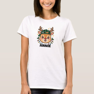 Camiseta Natal Rena Moderno Personalizado para Crianças