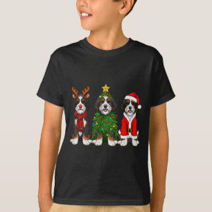 Camiseta Natal Retrô Bernedoodle Papai Noel Rena Cão Amo