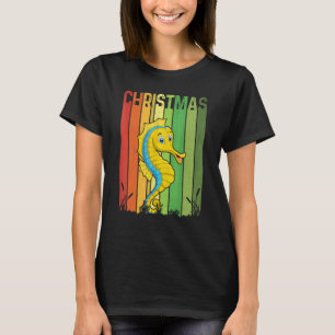 Camiseta Natal Retro Cavalo-Marinho Fofo Grupo Combinando X