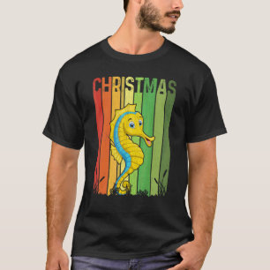 Camiseta Natal Retro Cavalo-Marinho Fofo Grupo Combinando X