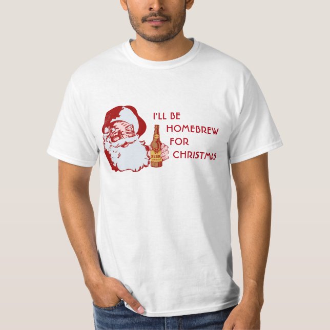 Camiseta Natal retro da fermentação home da cerveja de (Frente)