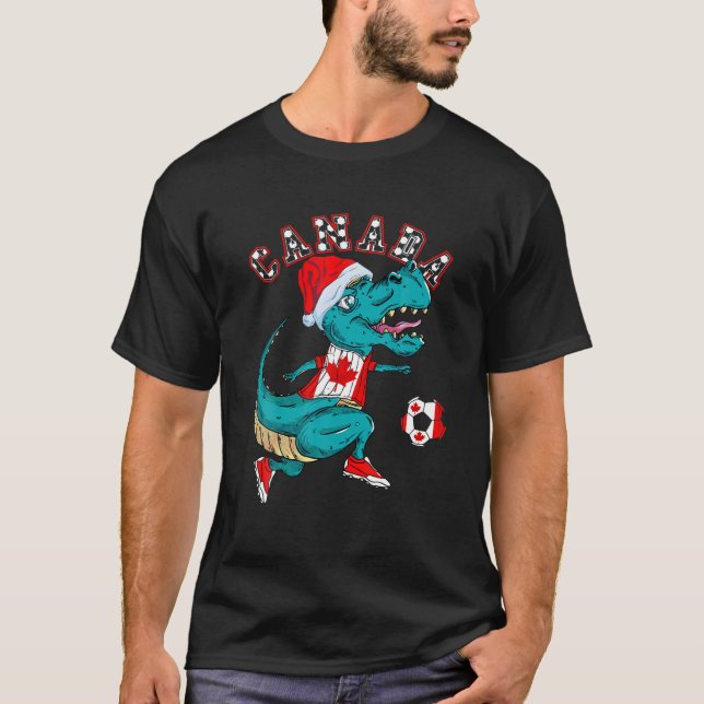 Camiseta Natal Rex Dino Canada Soccer Team Canada Fla (Frente)