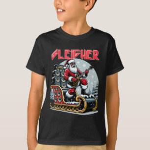 Camiseta Natal Rock Pesado Hail Santa Sleigher Natal Metáli