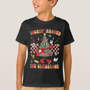 Camiseta Natal Rockeando Ao Redor Do Professor Retro Sala D