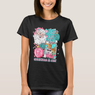 Camiseta Natal Rosa Em Julho Papais noeis Retroristas Disco