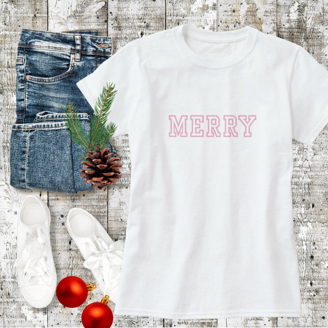 Camiseta Natal Rosa feliz (Criador carregado)