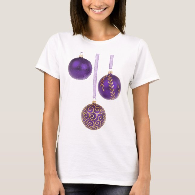 Camiseta Natal roxo Amethyst da lavanda do Winterberry (Frente)