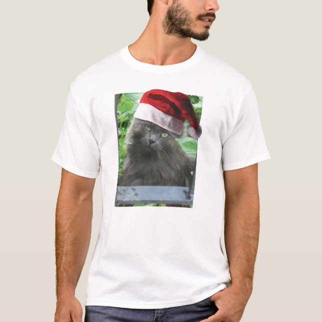 Camiseta Natal Russo Blue Cat Cabelo Longo (Frente)