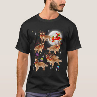 Camiseta Natal Santa Claus Andando Ouro Retriever Xmas