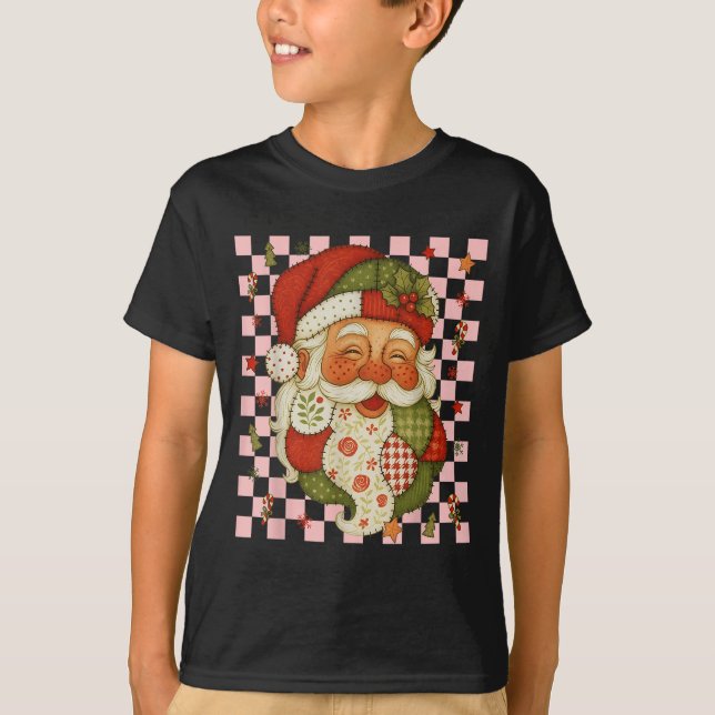 Camiseta Natal Santa Claus Patchwork Matching Family 20 (Frente)