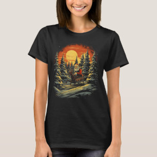 Camiseta Natal Santa Claus Reindeer Sleigh Xmas Eve Hol