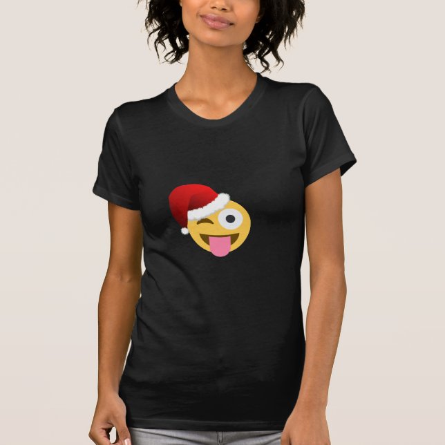 Camiseta natal santa claus winking emoji (Frente)