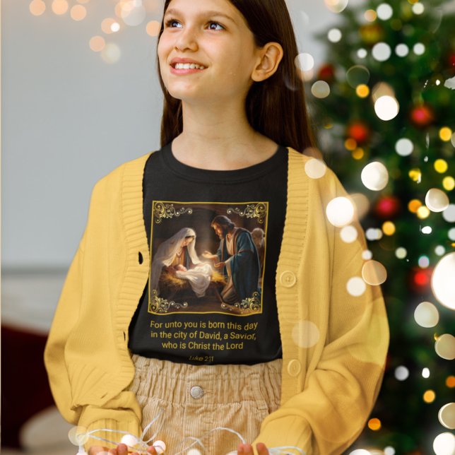 Camiseta Natal Santa Família Religiosa Luke 2:11 (Criador carregado)
