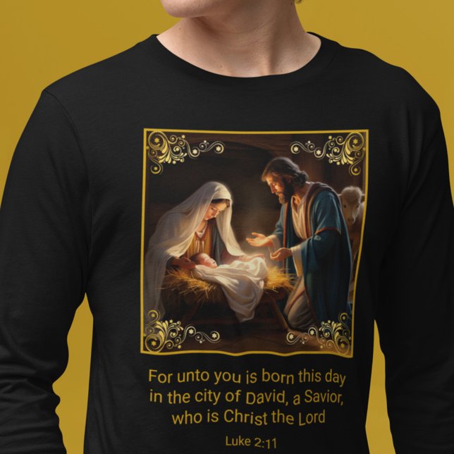Camiseta Natal Santa Família Religiosa Luke 2:11 (Criador carregado)