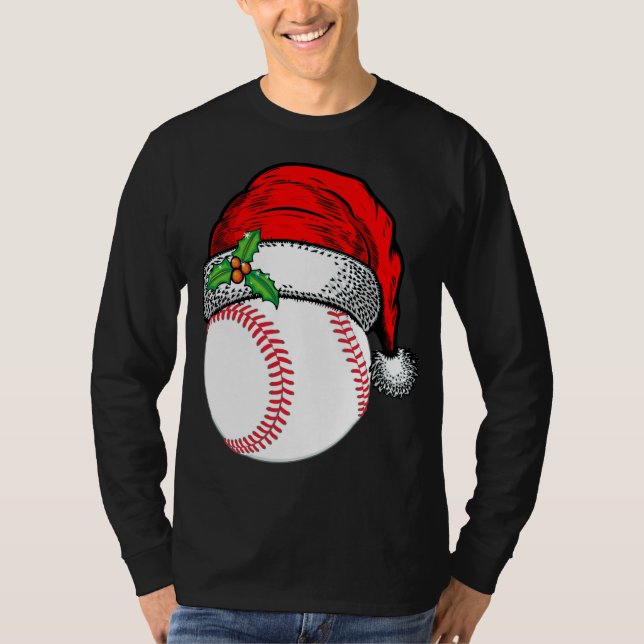 Camiseta Natal Santa Hat Baseball Esporte Engraçado Present (Frente)