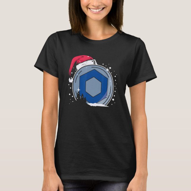Camiseta Natal Santa Hat Chainlink Hodl Crypto Cur (Frente)