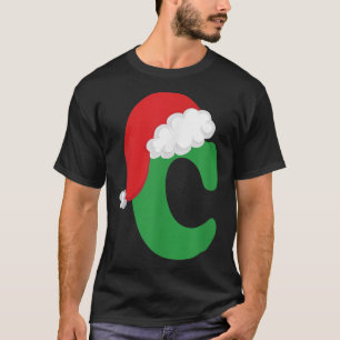Camiseta Natal Santa Hat - Letra C Monograma Feriado Quente