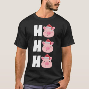 Camiseta Natal Santa Hat Pajama Engraçado Gift Pig