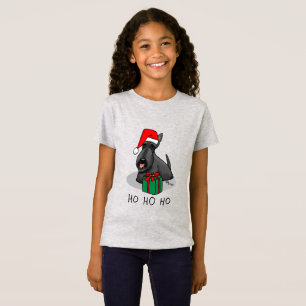 Camiseta Natal Santa Hat Scottish Terrier (preto)