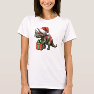 Camiseta Natal Santa hat triceratops