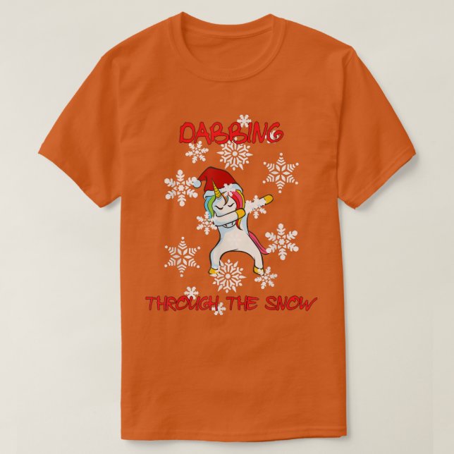 Camiseta Natal Santa Hat Unicorn Tshirt A Dabbing Through (Frente do Design)