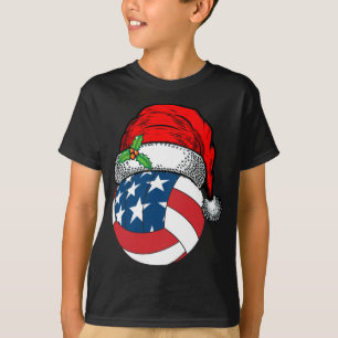 Camiseta Natal Santa Hat Voleibol Esporte Engraçado Present
