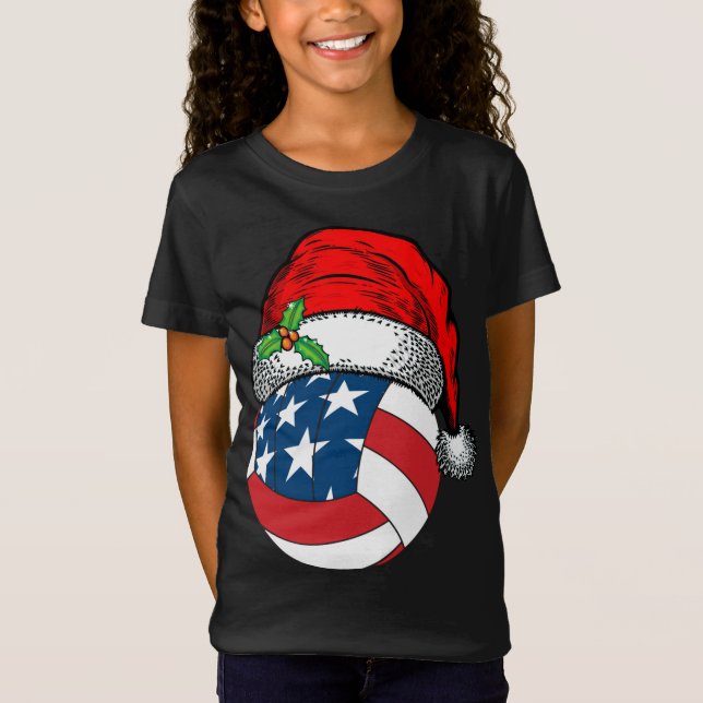 Camiseta Natal Santa Hat Voleibol Esporte Engraçado Present (Frente)