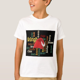 Camiseta Natal Santa Hat Word Art T-Shirt