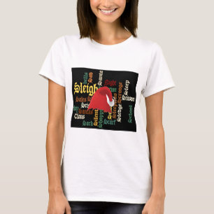 Camiseta Natal Santa Hat Word Art T-Shirt