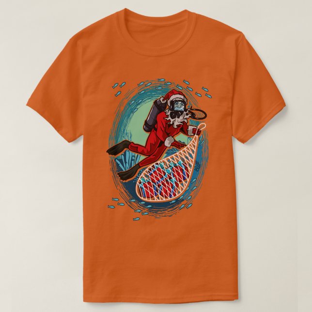 Camiseta Natal Scuba Diver Papai Noel (Frente do Design)