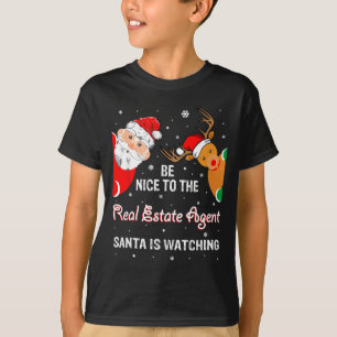 Camiseta Natal seja simpático com o Papai Noel do corretor
