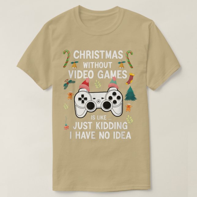Camiseta Natal Sem Vídeo Jogo Engraçado Jogador de Natal (Frente do Design)