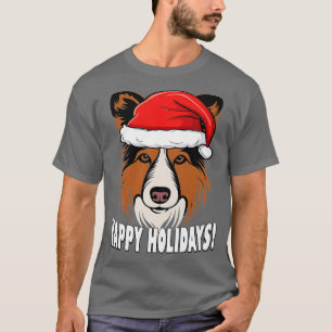Camiseta Natal Sheltie Yappays Feriados Engraçados Cachorro