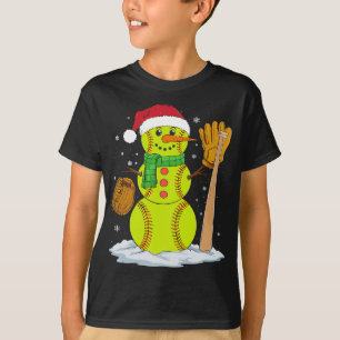 Camiseta Natal Snowman Softball Pitcher Rapazes Crianças
